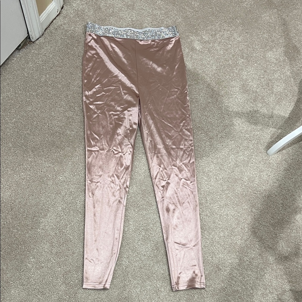 Forever 21 Shimmering Pink Pants with Silver Accent